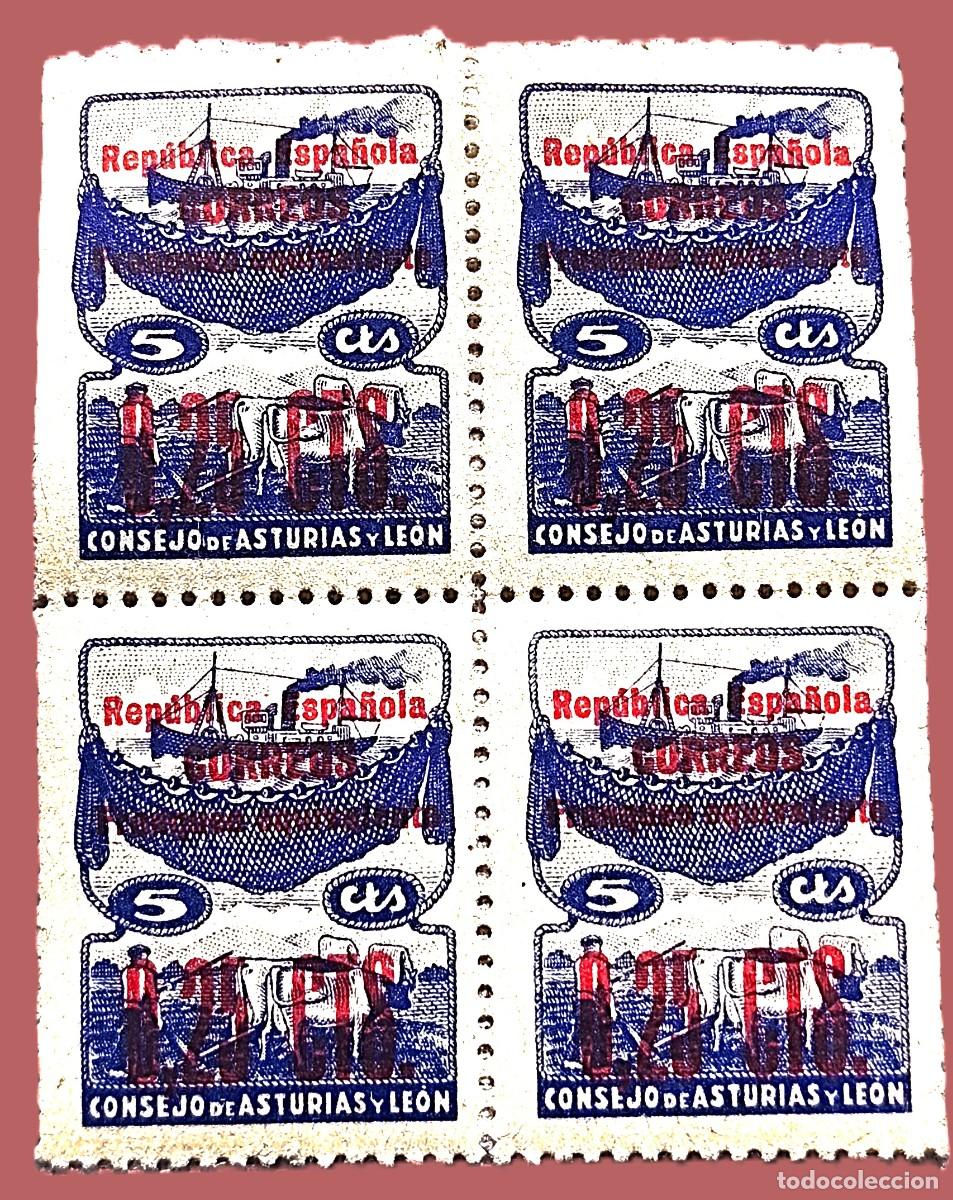 Sellos: Consejo Asturias y Leon. =,25 cts. Bloque de 4 Nuevos.