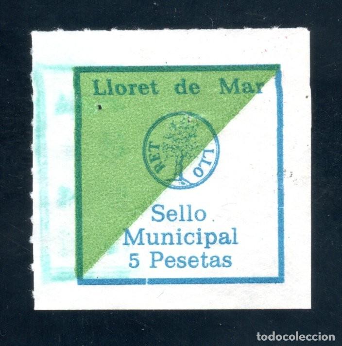 Sellos: LLORET DE MAR. SELLO MUNICIPAL. 5 PESETAS. MUY RARO.