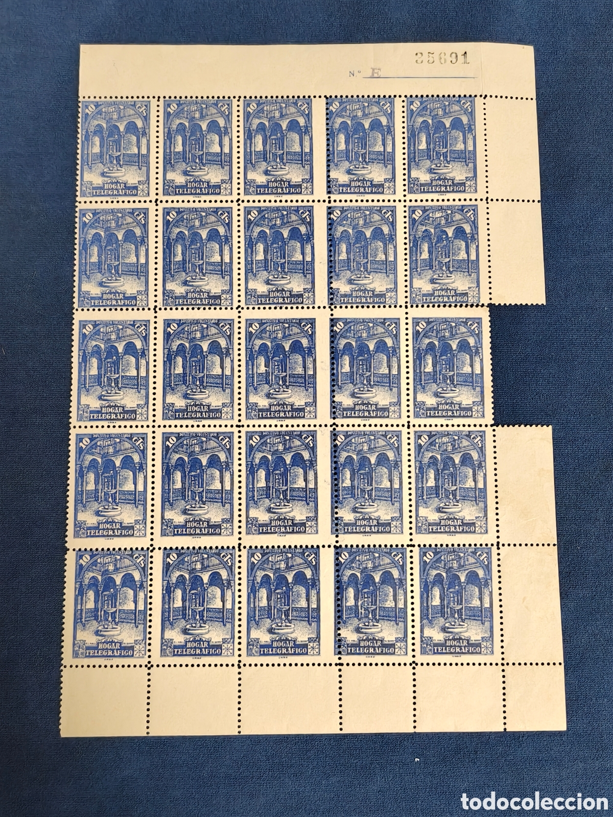 Sellos: Espa&ntilde;a lote 50 sellos Beneficos a&ntilde;o 1937 Edifil 10A hoja pliego sellos **