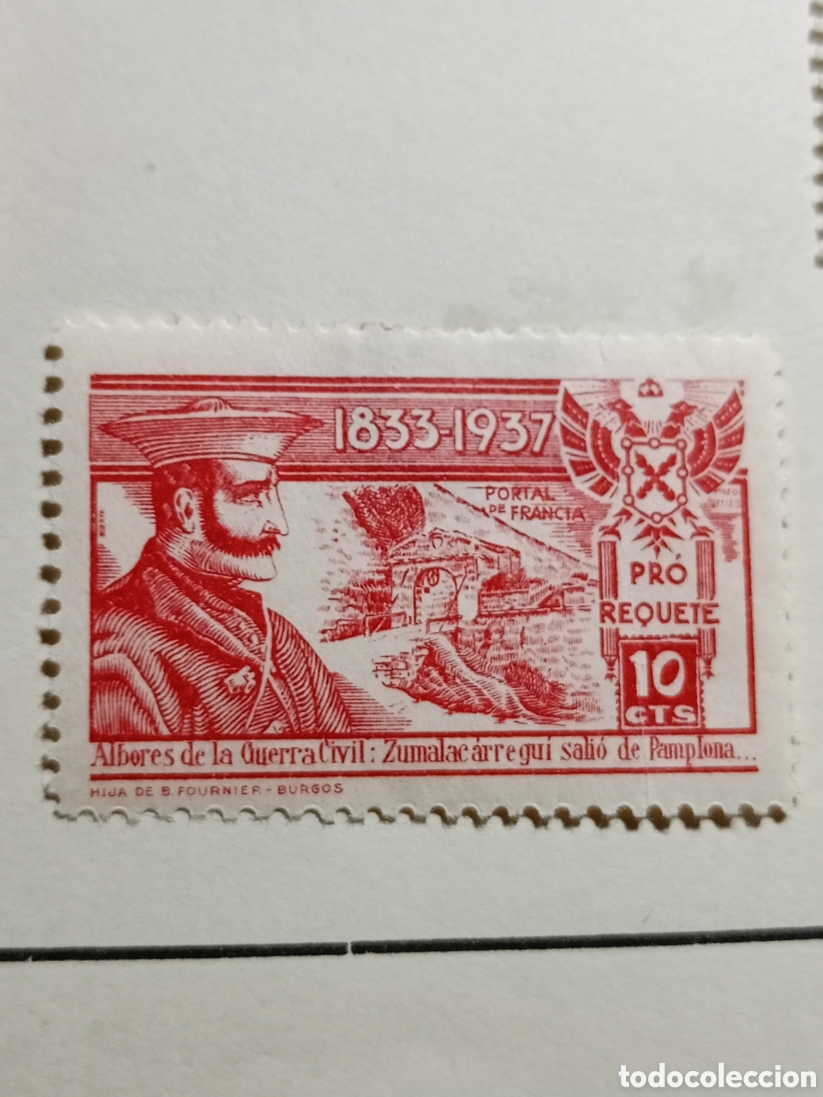 Sellos: Requet&eacute;, Pro Requet&eacute;, 10c carm&iacute;n, Allepuz 47 **
