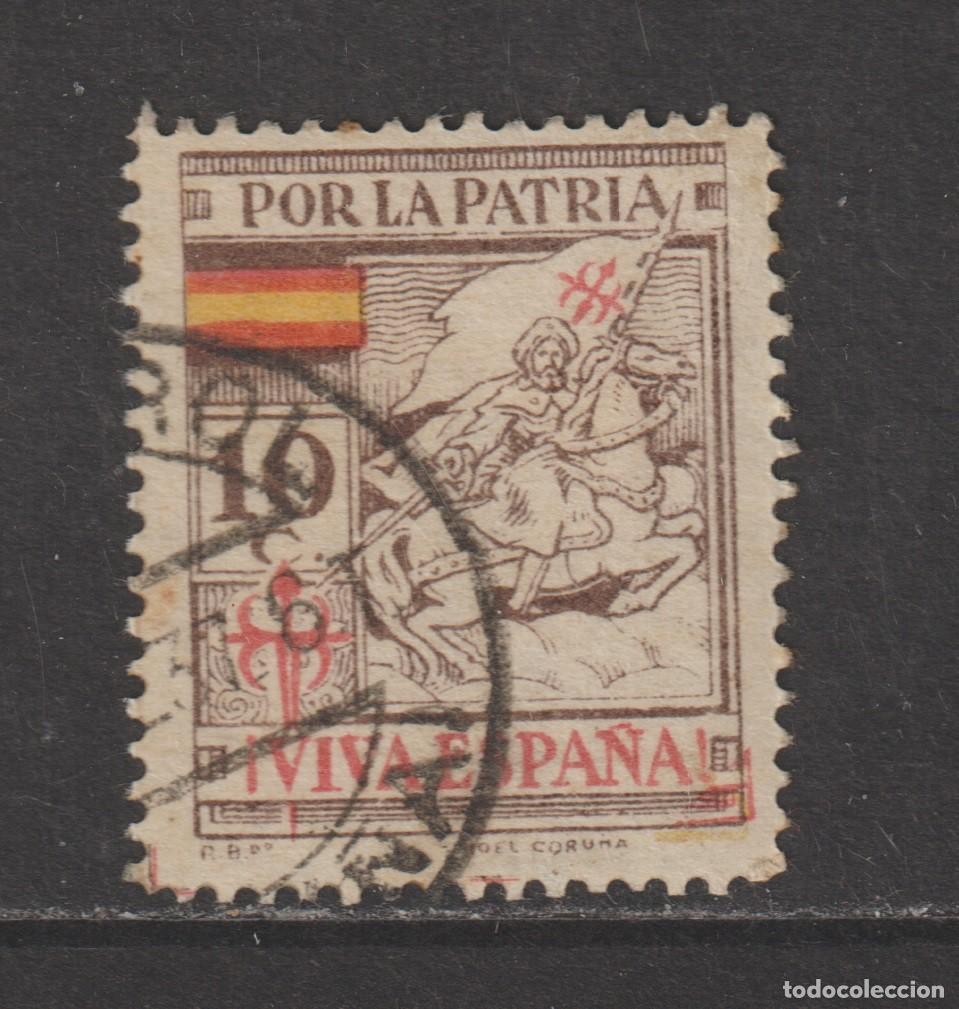 Sellos: Vi&ntilde;eta local La Coru&ntilde;a - Por la patria, viva Espa&ntilde;a usado