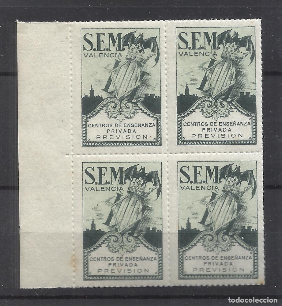 Sellos: S.E.M. VALENCIA CENTROS ENSE&Ntilde;ANZA PRIVADA NUEVO** BLOQUE DE 4