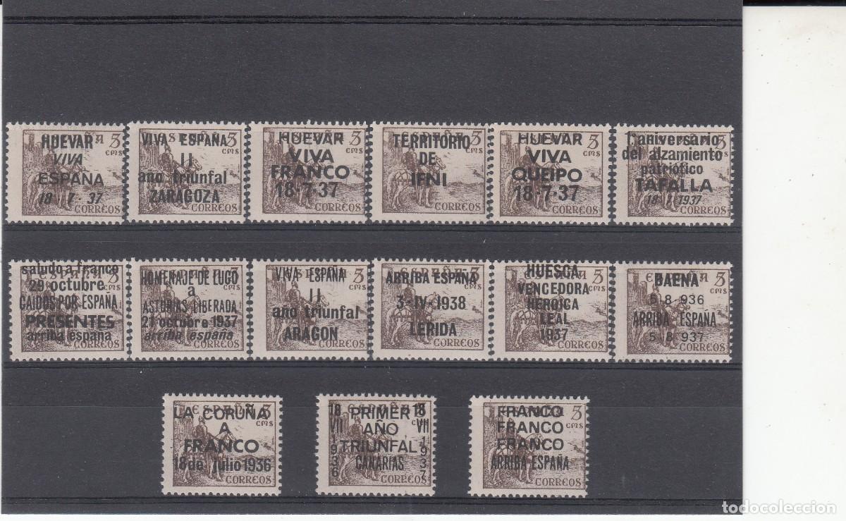 Sellos: COLECCI&Oacute;N DE 15 SELLOS DEL CID CON SOBRECARGAS PATRI&Oacute;TICAS