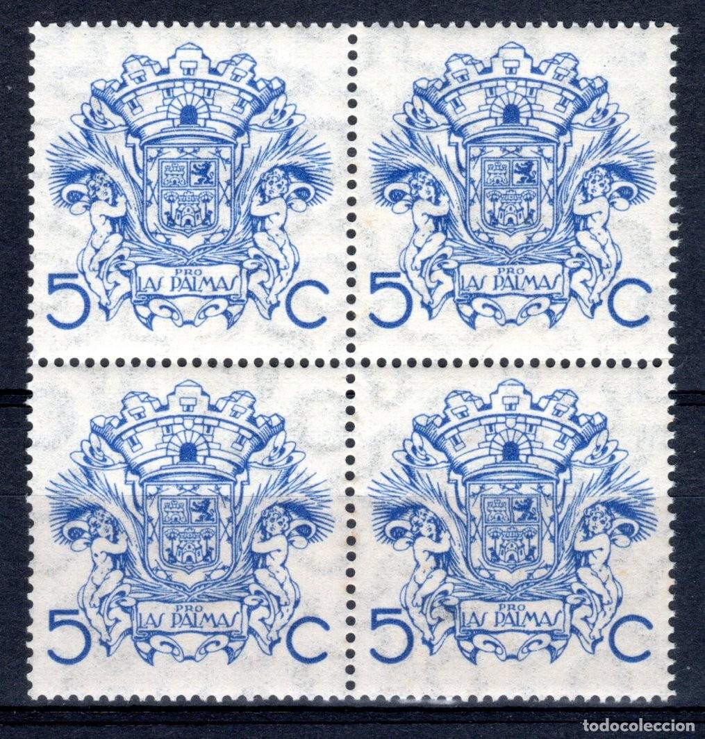 Sellos: PRO LAS PALMAS. SIN SOBRECARGA. 5 CTS. (BLOQUE DE 4). MNH **
