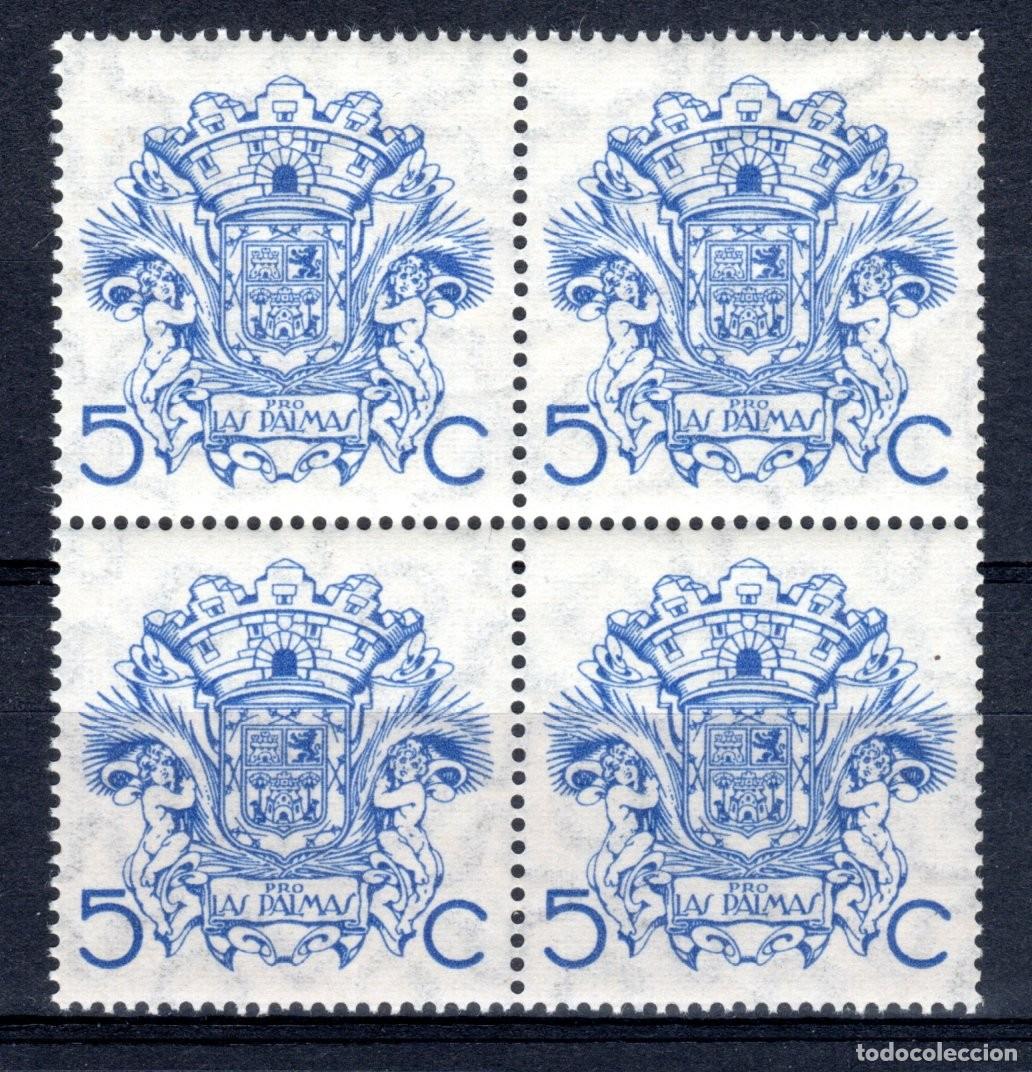 Sellos: PRO LAS PALMAS. SIN SOBRECARGA. 5 CTS. (BLOQUE DE 4). MNH **