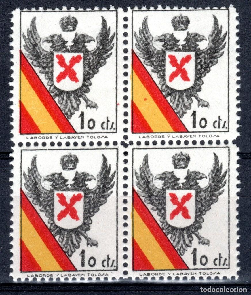 Sellos: TOLOSA. LABORDE Y LAVAYEN. SELLO CARLISTA (BLOQUE DE 4). MNH **