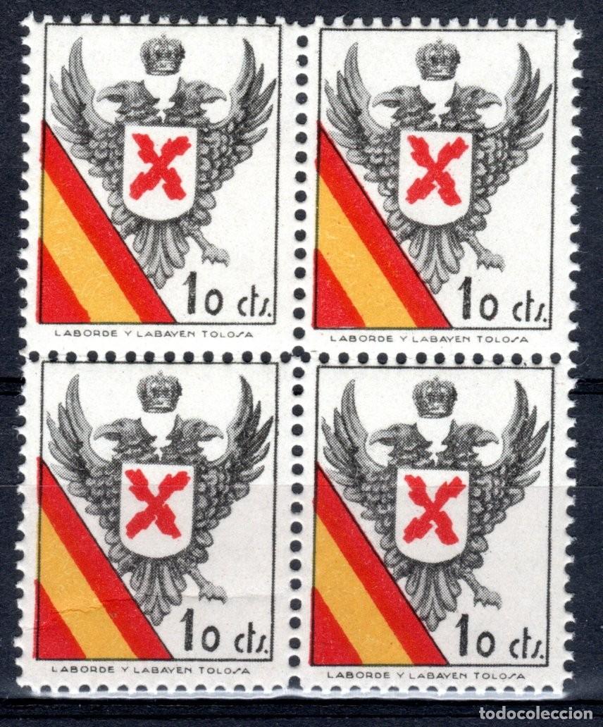 Sellos: TOLOSA. LABORDE Y LAVAYEN. SELLO CARLISTA (BLOQUE DE 4). MNH **