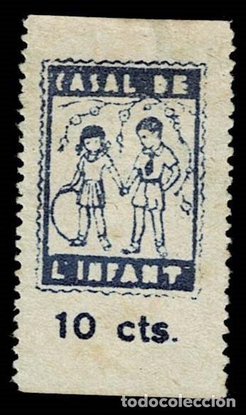 Sellos: NC-321 Guerra Civil Casal de l' infant Allepuz n&ordm; 3038 Valor 10 cts Color AZUL Ver