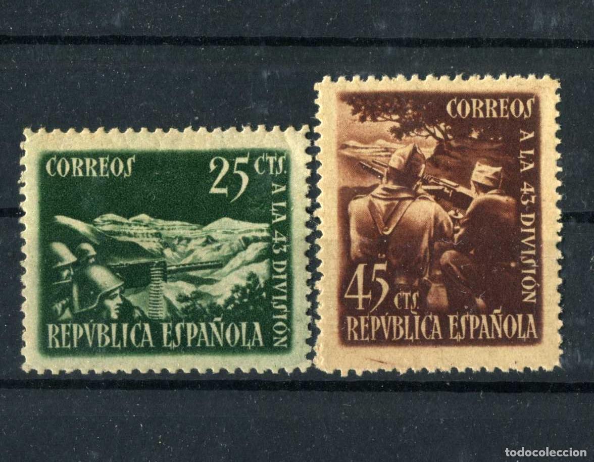 Sellos: XS- GUERRA CIVIL 1938 Homenaje a la 43 Divisi&oacute;n Serie de 25 y 45 Cts. Ed. 787-788