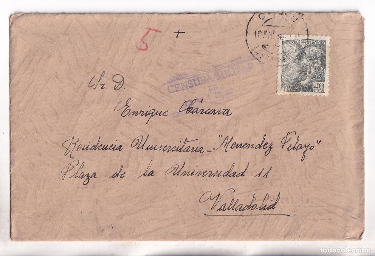 Sellos: SOBRE. OVIEDO. ASTURIAS. 1944. CENSURA MILITAR. A VALLADOLID. RODILLO LLEGADA