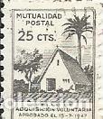 Sellos: Sello Mutualidad Postal. 25 cts. Sellado. Sello de Adquisici&oacute;n voluntaria. 1947. Circulado. 1,8x1,4