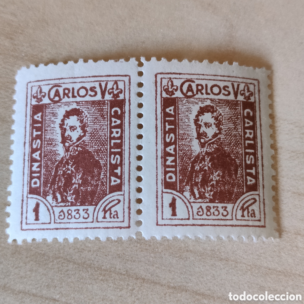 Sellos: a65 MUY RARO Carlos V Dinast&iacute;a Carlista 1833 1 Pta Allepuz 1 REQUETES ver descripci&oacute;n