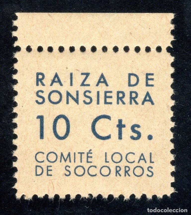 Sellos: RAIZA DE SONSIERRA (LA RIOJA). COMIT&Eacute; LOCAL DE SOCORROS. 10 CTS.