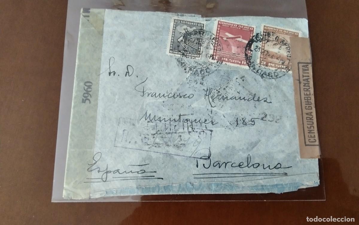 Timbres: SOBRE CON VARIAS CENSURAS MILITAES CIRCULADO DE CHILE A BARCELONA , BUEN FRANQUEO