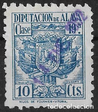 Sellos: Fiscal Timbre ALAVA, Vitoria, Euskadi. P.Vasco. 10 Cts. Clase 19