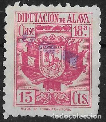 Sellos: Fiscal Timbre ALAVA, Vitoria, Euskadi. P.Vasco. 15 Cts. Clase 18