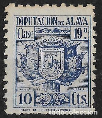 Sellos: Fiscal Timbre ALAVA, Vitoria, Euskadi. P.Vasco. 10 Cts. Clase 19