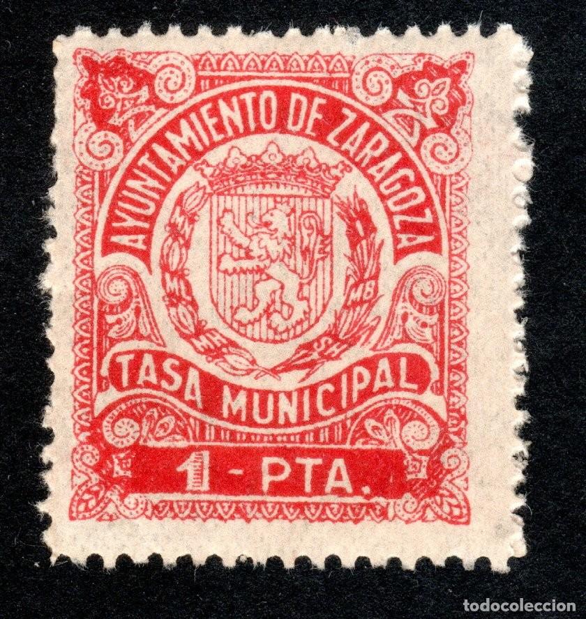 Sellos: AYUNTAMIENTO DE ZARAGOZA. TASA MUNICIPAL. 1 PTA.