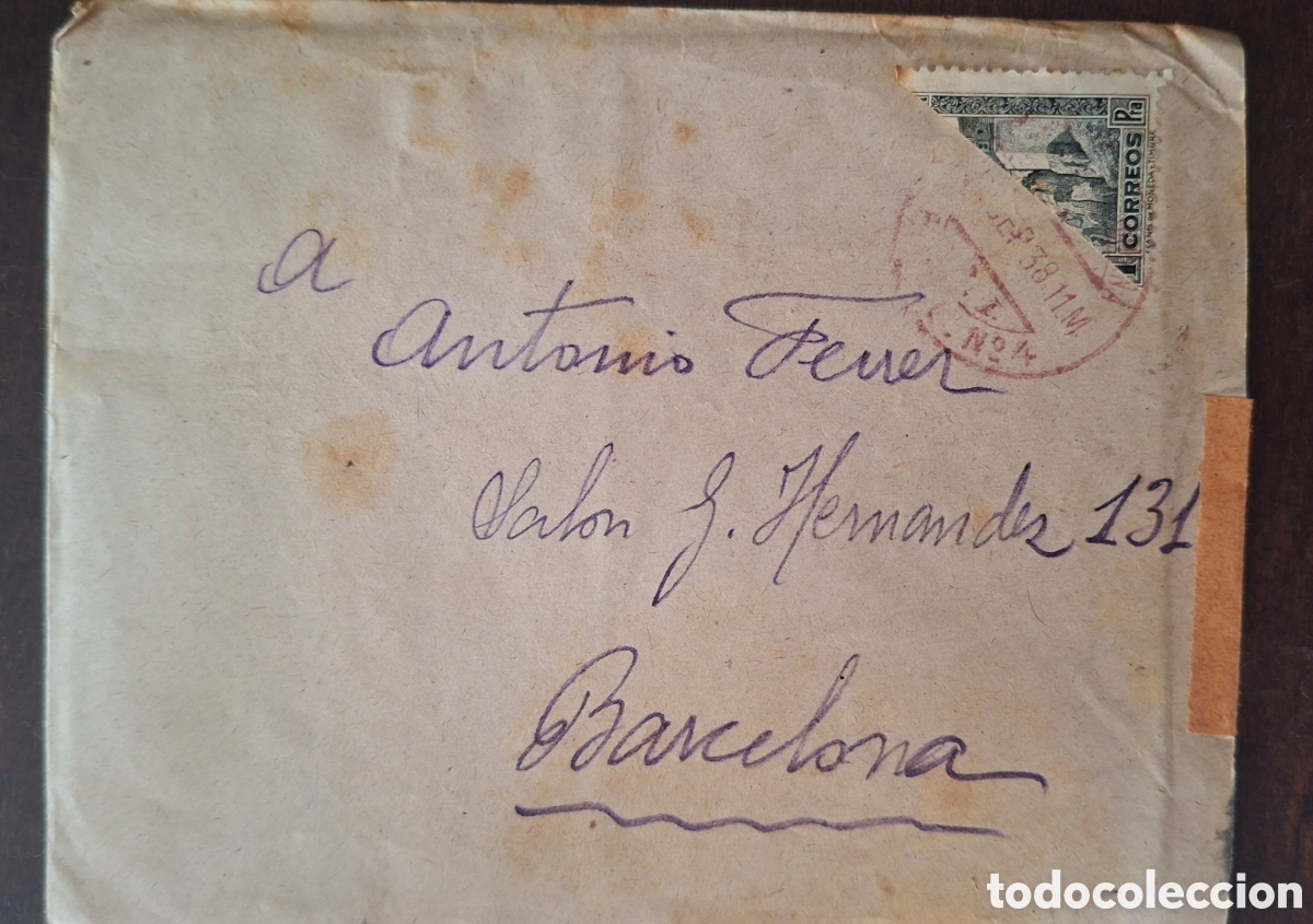 Sellos: Guerra civil carta con censura Brigadas internacionales EC No4 1938 incluye carta