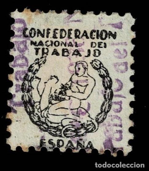 Sellos: 0184 Guerra Civil Confederacion Nacional de Trabajo C.N.T. Sin Valor Color NEGRO Usado VER