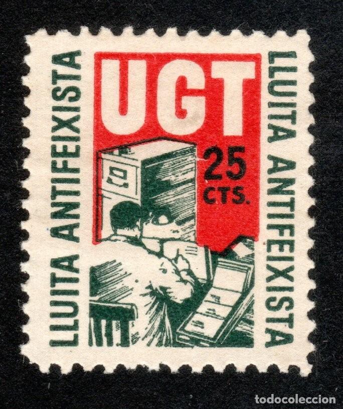 Sellos: U.G.T. LLUITA ANTIFEIXISTA. 25 CTS. ALLEPUZ 942. MNH **