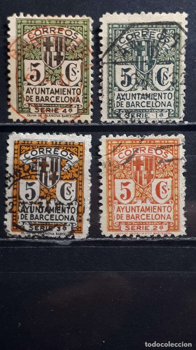 Sellos: BARCELONA. A&Ntilde;O 1932-5. &deg;. EDIFIL 9/12