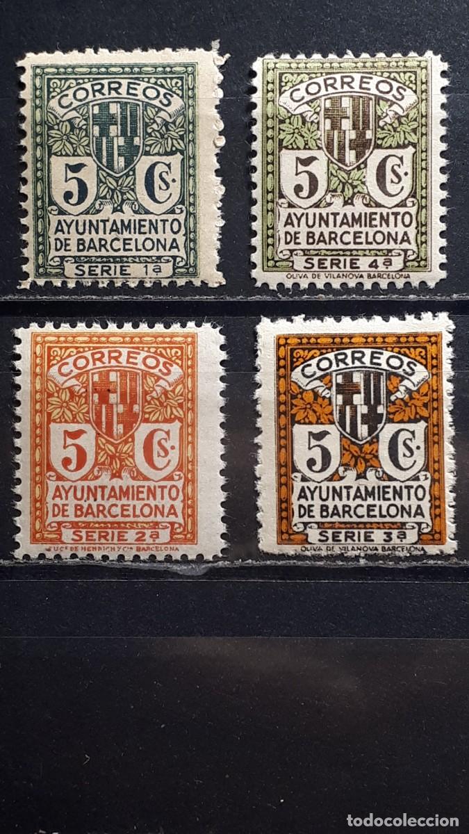 Sellos: BARCELONA. A&Ntilde;O 1932-5. **. EDIFIL 9/12