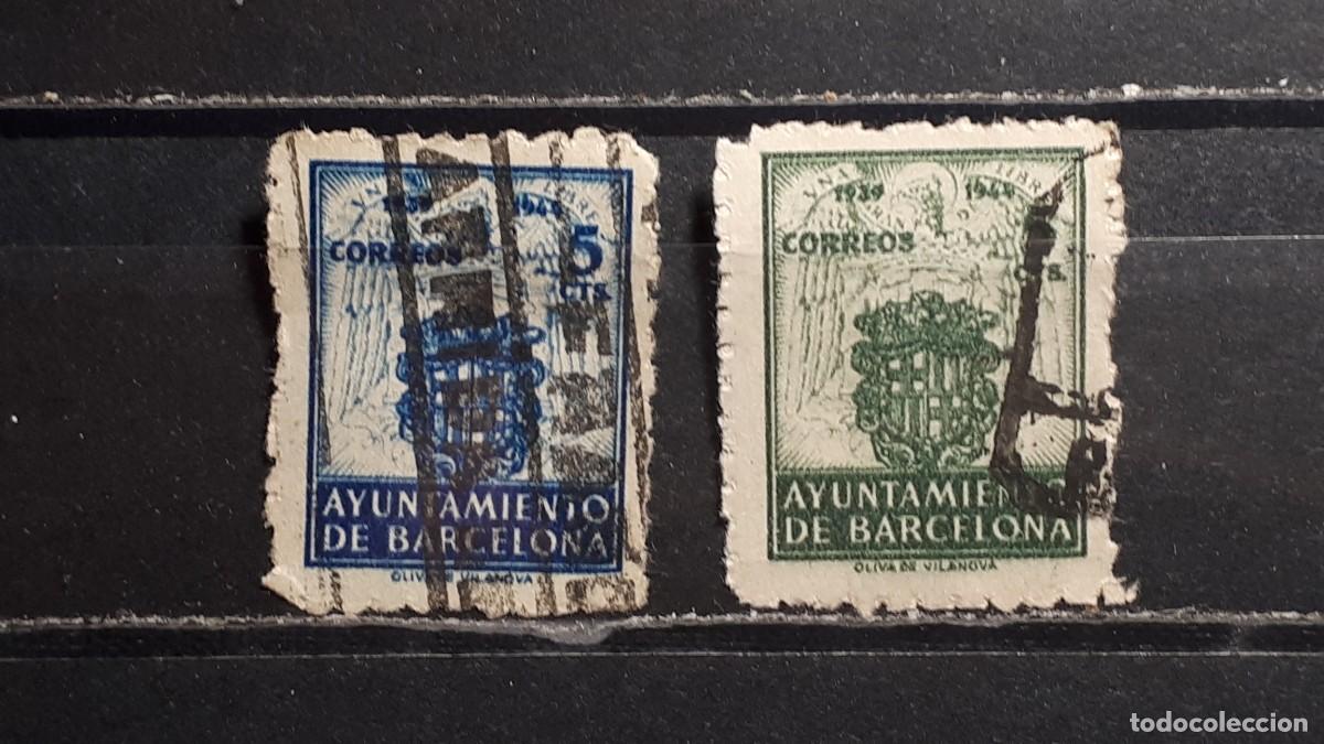 Sellos: BARCELONA. A&Ntilde;O 1944. &deg;. EDIFIL 56/7