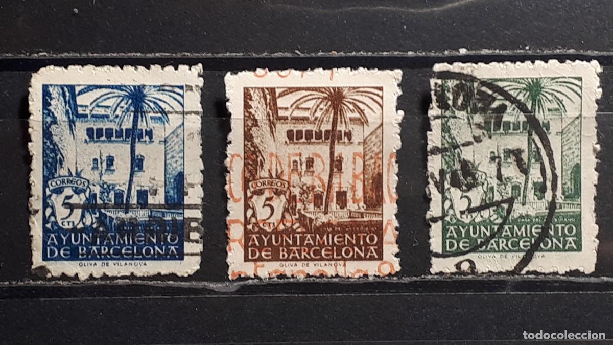 Sellos: BARCELONA. A&Ntilde;O 1945. &deg;. EDIFIL 65/7