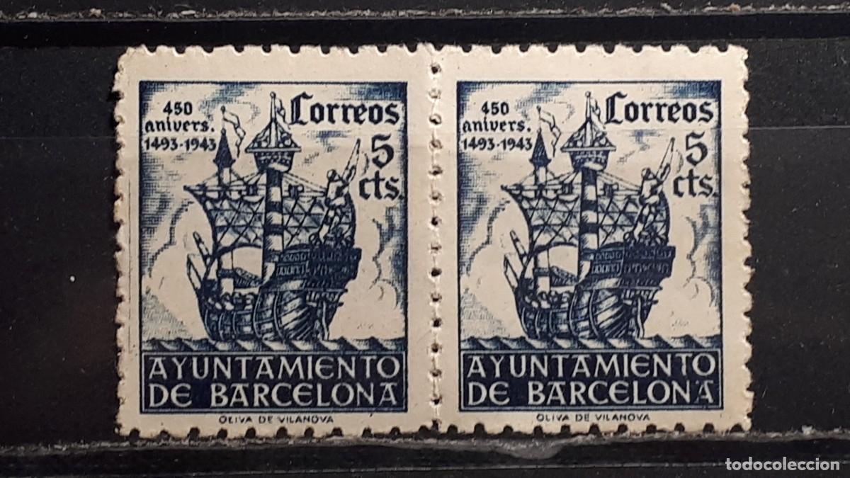 Sellos: BARCELONA. A&Ntilde;O 1943. **. EDIFIL 50