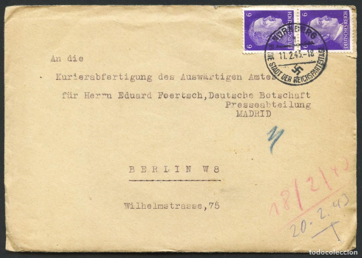 Sellos: POSGUERRA, CARTA CIRCULADA DESDE ALEMANIA A MADRID, 1943