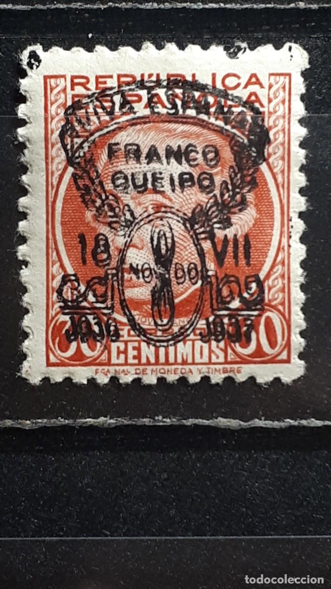 Sellos: GUERRA CIVIL. LOCAL. SEVILLA . A&Ntilde;O 1937. *. Yvert 34. VARIEDAD, DOBLE IMPRESI&Oacute;N