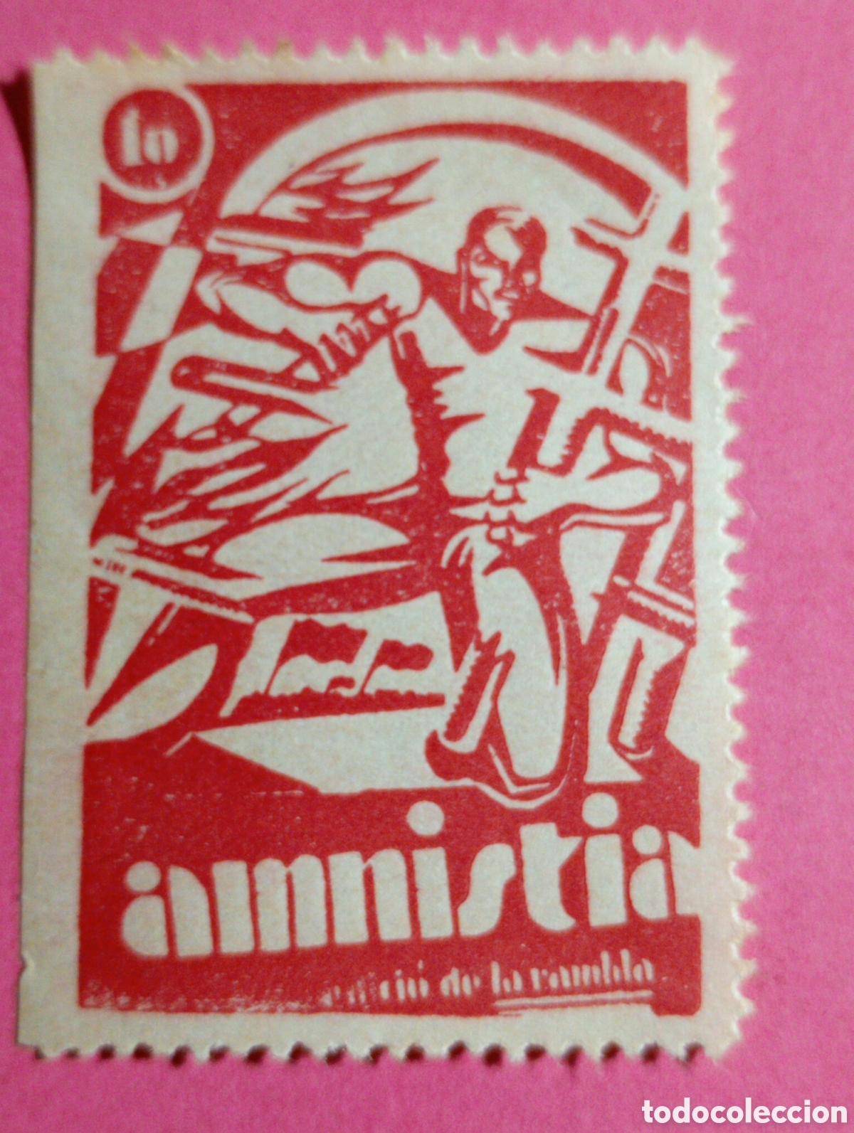 Sellos: Vi&ntilde;eta Sello Erinnofilia ''amnistia'' 10 Cs edici&oacute; de la rambla 1930 1934 cir. REA17