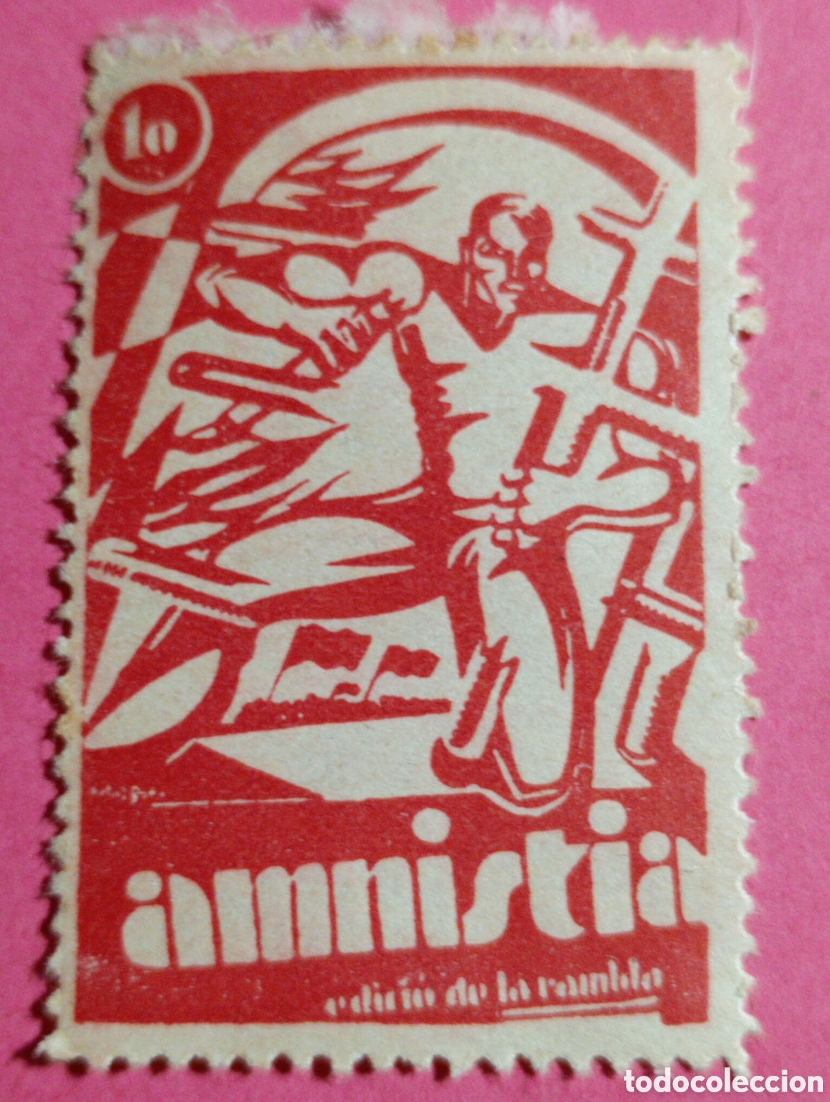 Sellos: Vi&ntilde;eta Sello Erinnofilia ''amnistia'' 10 Cs edici&oacute; de la rambla 1930 1934 cir. REA18