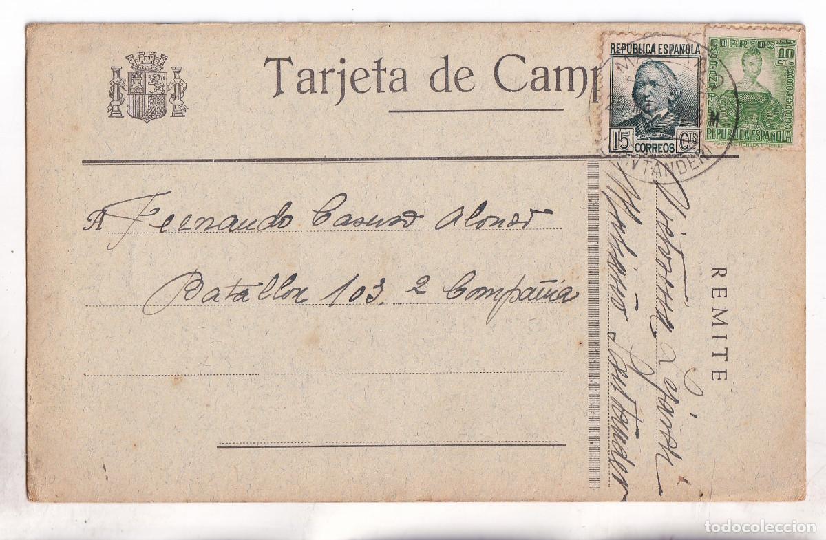 Sellos: TARJETA DE CAMPA&Ntilde;A DE MALIA&Ntilde;O A UN SOLDADO REPUBLICANO DEL BATALL&Oacute;N 103. 1937. CANTABRIA