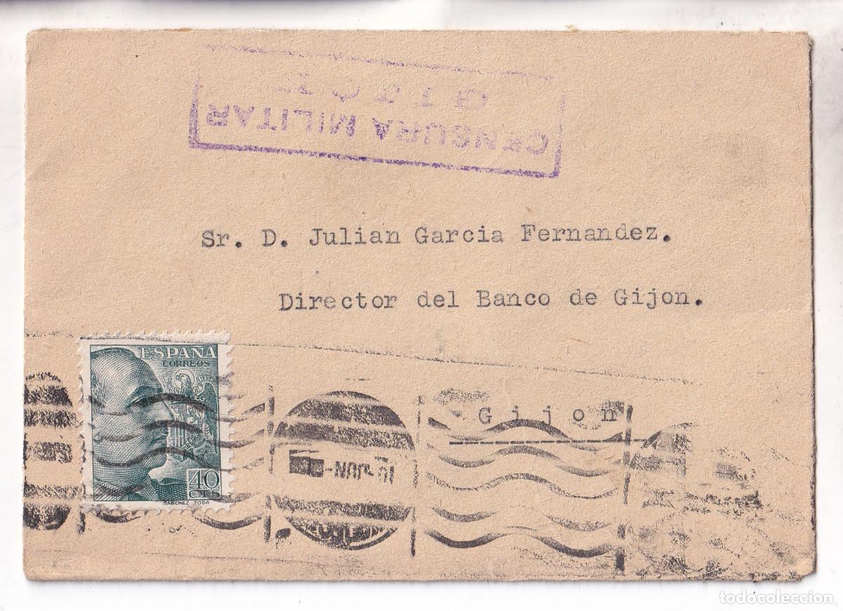 Sellos: SOBRE. MADRID GIJ&Oacute;N. 1939. RODILLOS. DORSO CENSURA MILITAR DE ETIQUETA