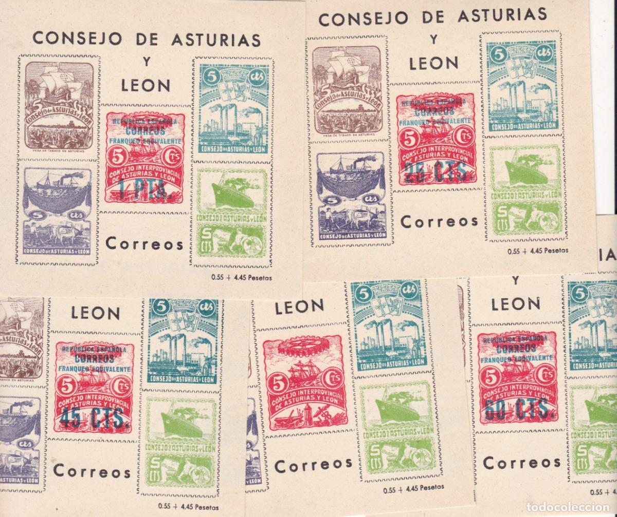 Sellos: F6-93-GUERRA CIVIL Asturias Le&oacute;n x 5 Hojitas BLOQUE Fantas&iacute;a (*) . LUJO.