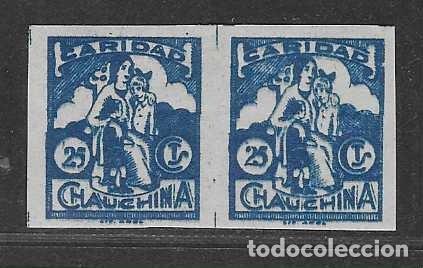 Sellos: CHAUCHINA,-GRANADA- 25 CTS.-PAREJA SIN DENTAR--CARIDAD -VER FOTOS