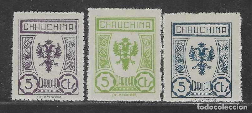 Sellos: CHAUCHINA,-GRANADA- 5 CTS- 3 SELLOS-CARIDAD -VER FOTOS