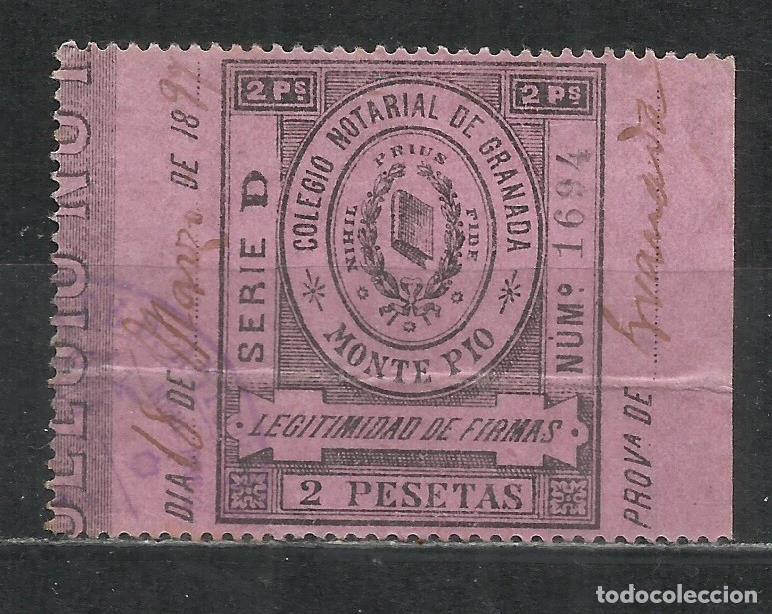Sellos: 722-SELLO FISCAL CORPORATIVO. COLEGIO NOTARIAL GRANADA 2 PESETAS 1899 FOTO REAL.