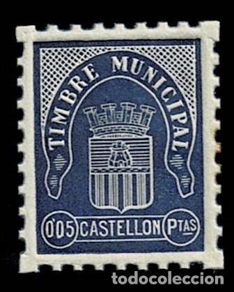 Stamps: Guerra Civil CASTELLON Fesofi n&ordm; 62 Valor 5 cts Color aZUL. Sin fijasellos VER
