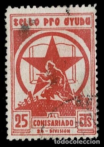 Sellos: Guerra Civil GG 2058 Guerra Civil SELLO PRO AYUDA AL COMISARIADO 24 Division Valor 25 cts Color CARM