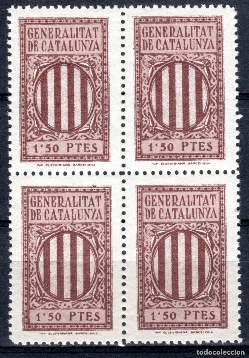 Sellos: GENERALITAT DE CATALUNYA. SELLO FISCAL. 1'50 PESSETES (BLOQUE DE 4). MNH **