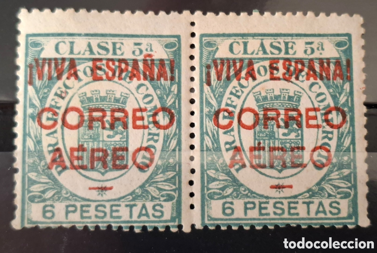 Sellos: Espa&ntilde;a Emisiones Patrioticas Burgos Fiscales pareja variedad sobrecarga sin Tilde en la &Ntilde; de Espa&ntilde;a