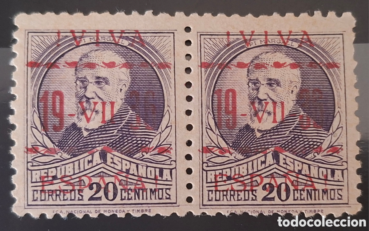Sellos: Emisiones patrioticas Vitoria pareja Sobrecarga color rojo MNH