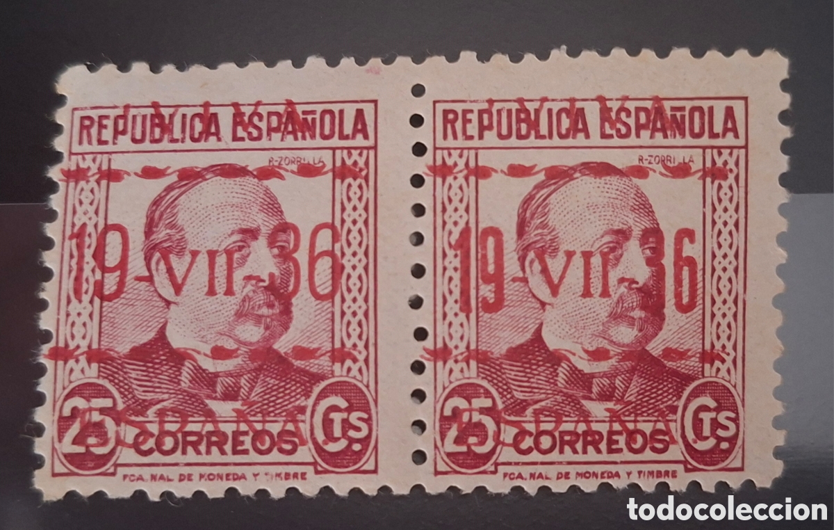 Sellos: Espa&ntilde;a Emisiones Patrioticas Vitoria pareja Sobrecarga color rojo MNH