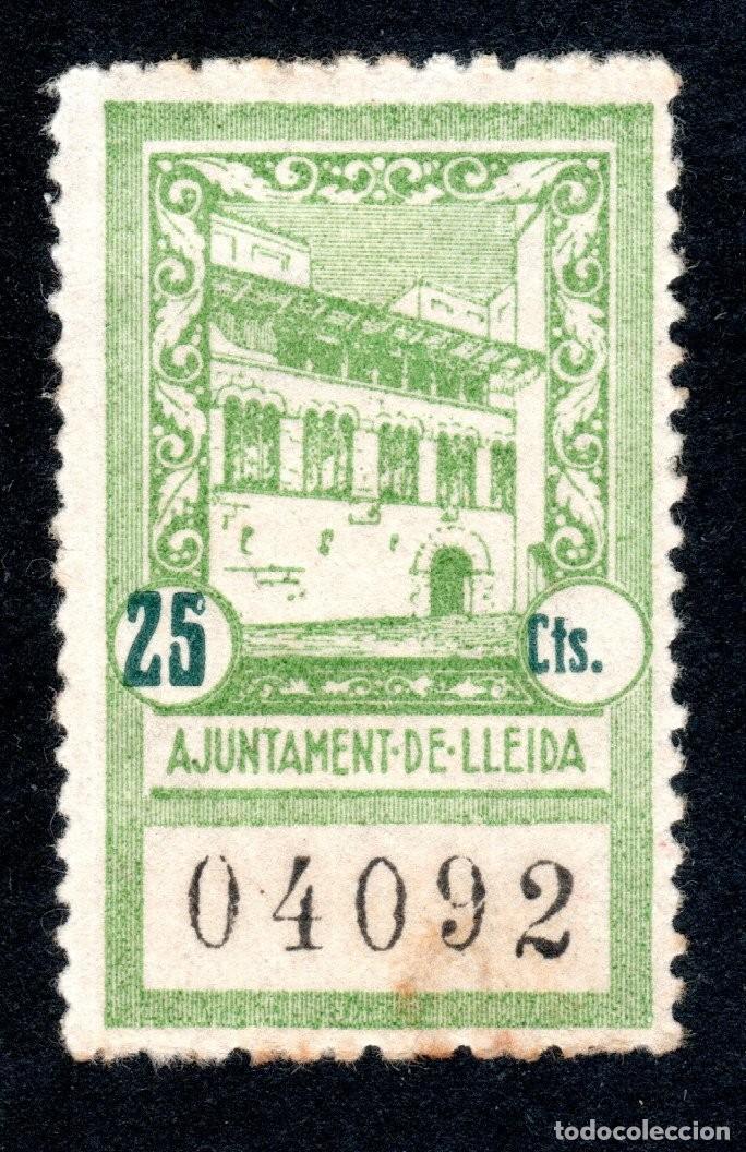 Sellos: AJUNTAMENT DE LLEIDA. 25 CTS. EXTRAORDINARIAMENTE RARO.