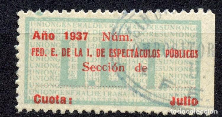 Timbres: ESPA&Ntilde;A. GUERRA CIVIL. UGT. EDIFIL N&ordm;869