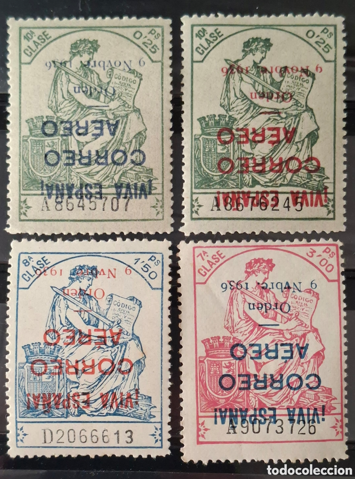 Sellos: Espa&ntilde;a Emisiones Patrioticas Burgos Fiscales serie sobrecarga invertida MNH raros