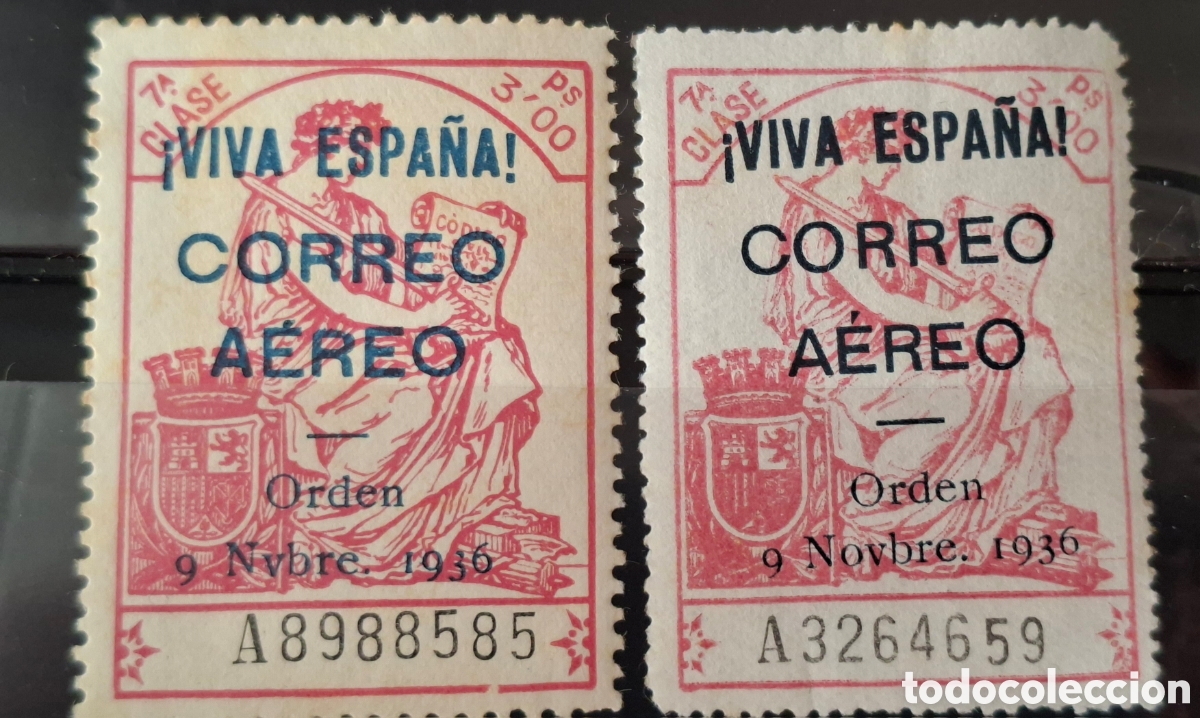 Sellos: Espa&ntilde;a Emisiones Patrioticas Burgos Fiscales sobrecarga azul y negra MNH